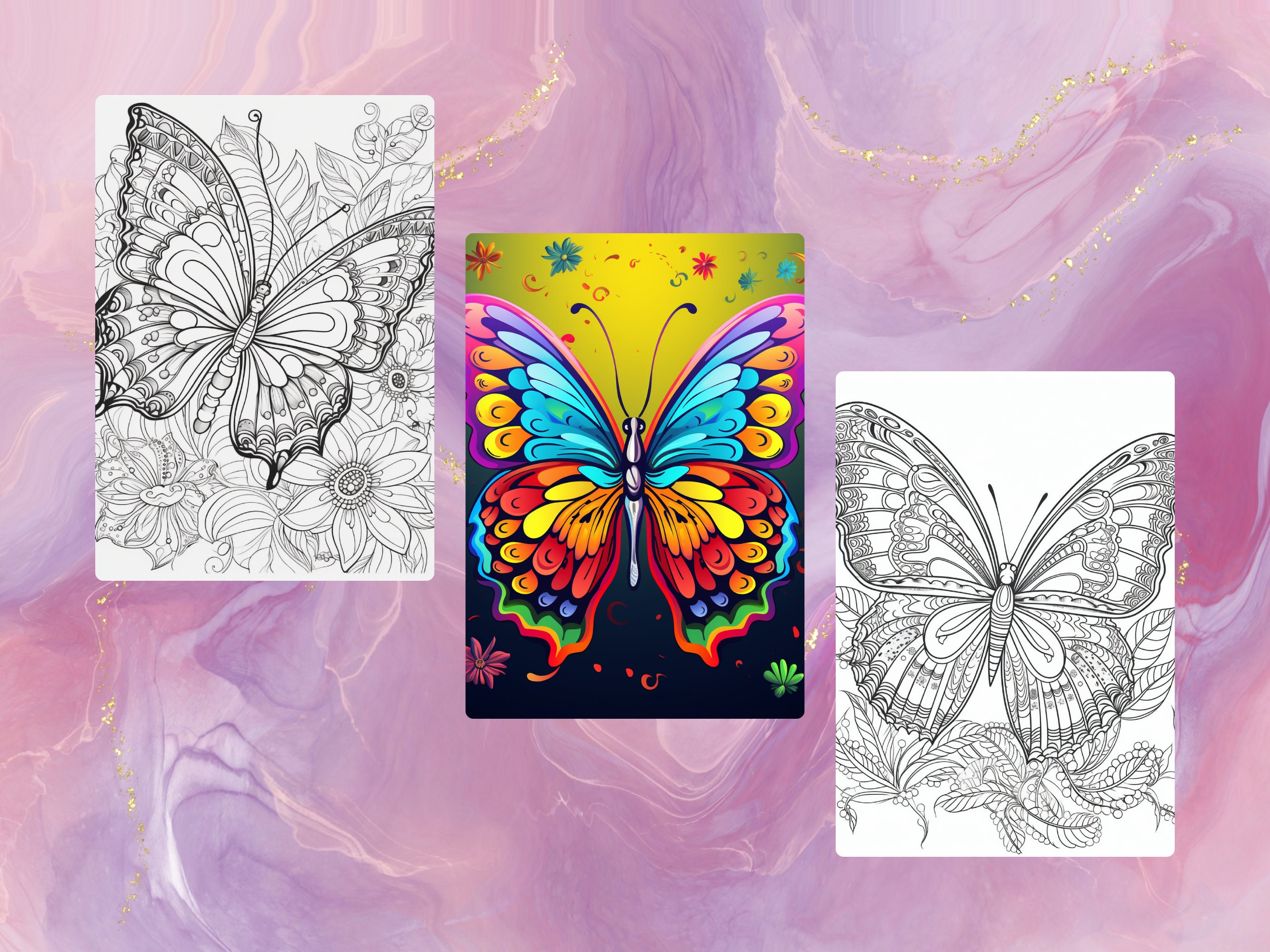 30 Butterflies Adult Coloring Pages Printable Coloring Pages Instant ...