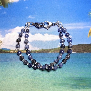 Sodalite Gemstone Interchangeable Medical Alert Replacement Bracelet - Double Strand