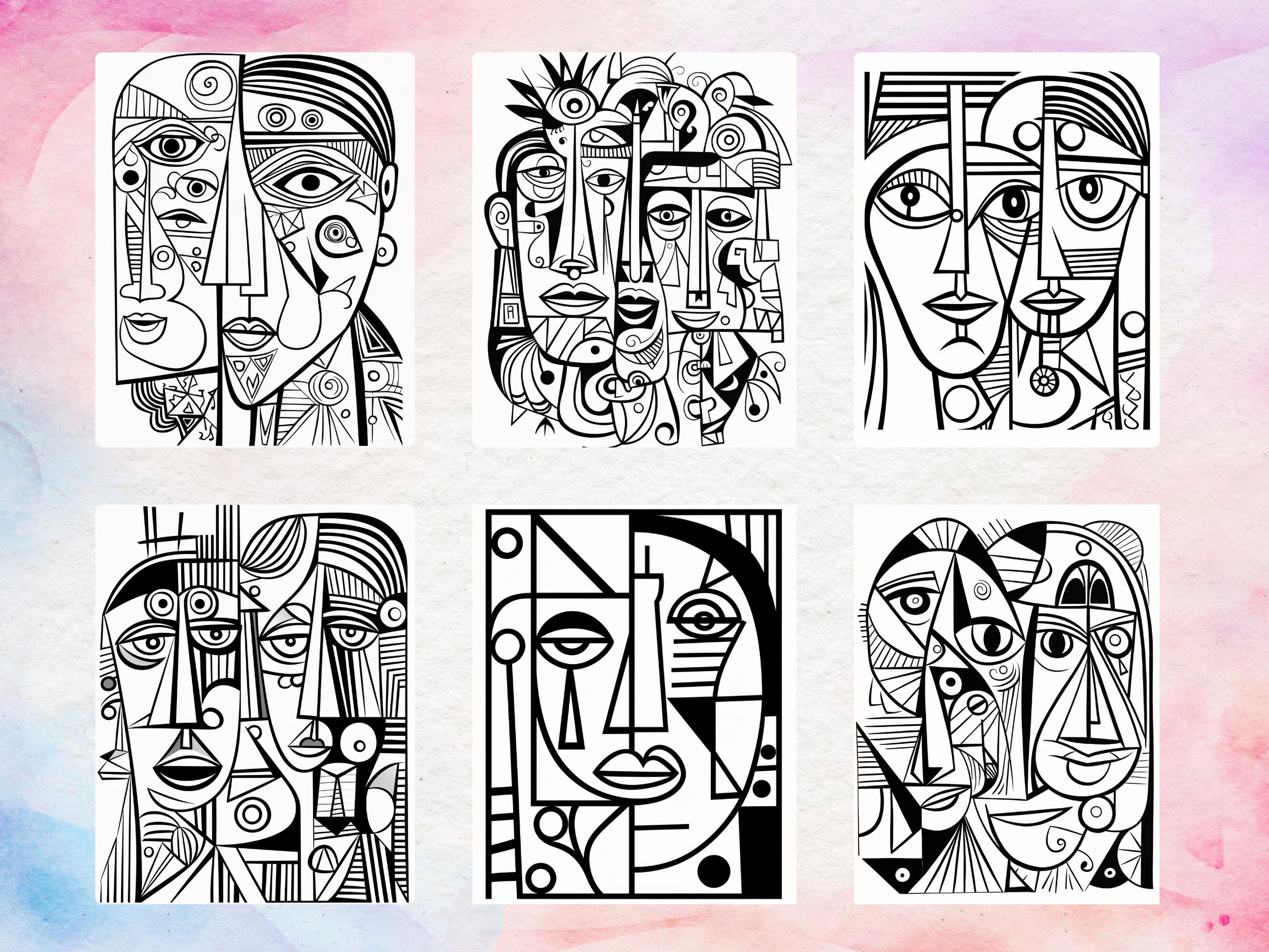 30 Picasso Abstract Coloring Pages - Adult Coloring Pages - Printable