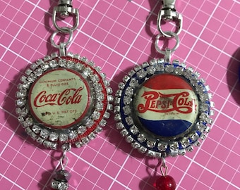 Vintage Coke cap purse charm kit , vintage Peosi cap purse charm kit