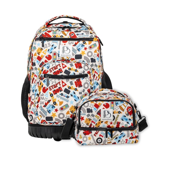 Rolling Trolley Backpack Lunch Bag COMBO (racing Car) by