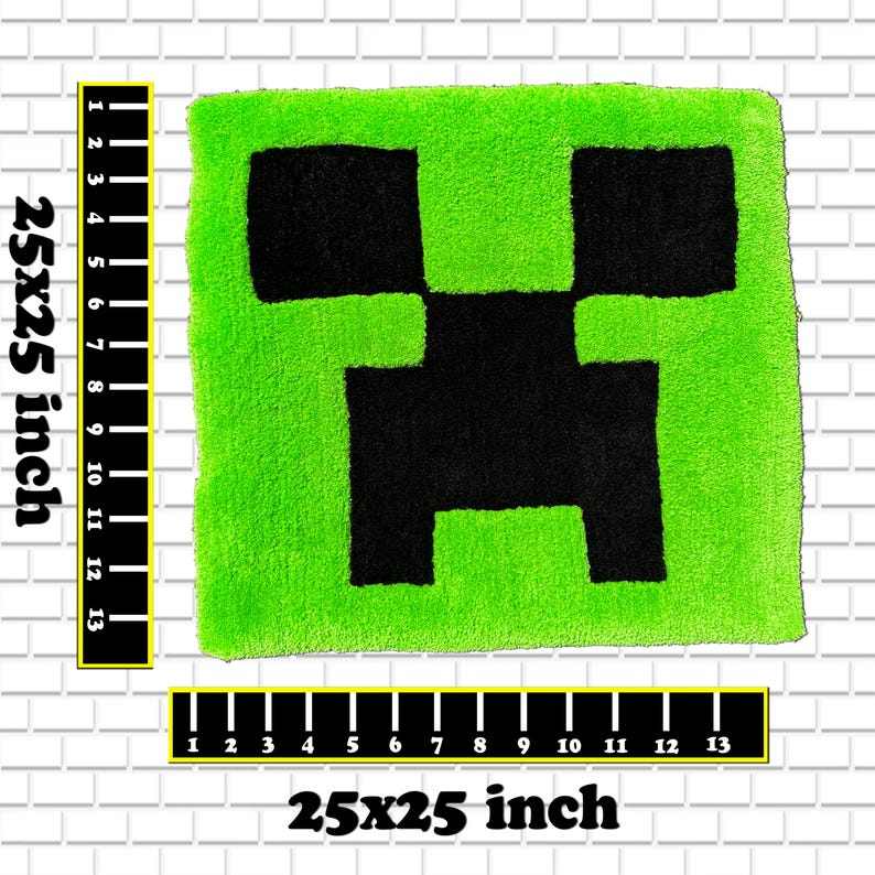 Minecraft Creeper Rug | Handmade | Custom Rug | Very Softy and Cute ...