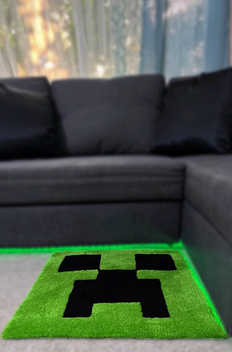 Minecraft Creeper Rug | Handmade | Custom Rug | Very Softy and Cute ...
