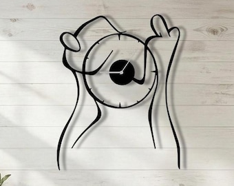 Abstract Faces Metal Wall Clock | Modern Artistic Large Wall Clock, Minimal Home Decor