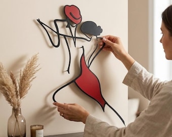 Tango Dancing Couple Metal Wall Art, Colorful Modern Dance Wall Decor, Large Metal Wall Sculpture, Dance Studio Decor, Gift for Dancers