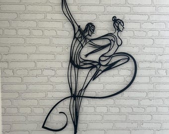 Abstract Ballet Dancers Metal Wall Art, Modern Dance Wall Decor, Minimalist Couple Sculpture, Contemporary Metal Artwork Gift