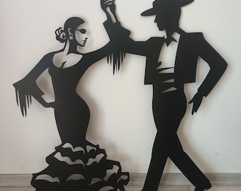 Flamenco Dancers Metal Wall Art: Spanish Tango Decor