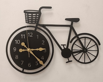Modern Bicycle Metal Wall Clock, Minimalist Bike Wall Art for Home, Office & Living Room