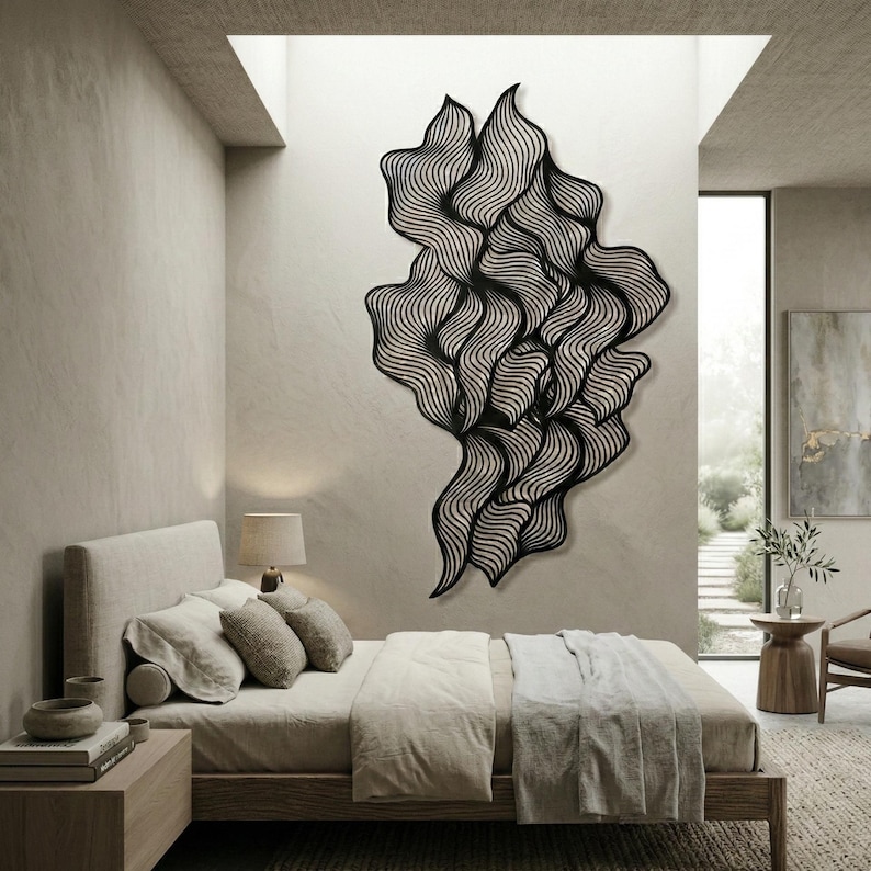 Scultura Da Parete In Metallo Pure Leaves - Foglie Argento Antico/Antracite, 61x30.5 Cm, Realizzata A Mano, Decorazione Unica - 2