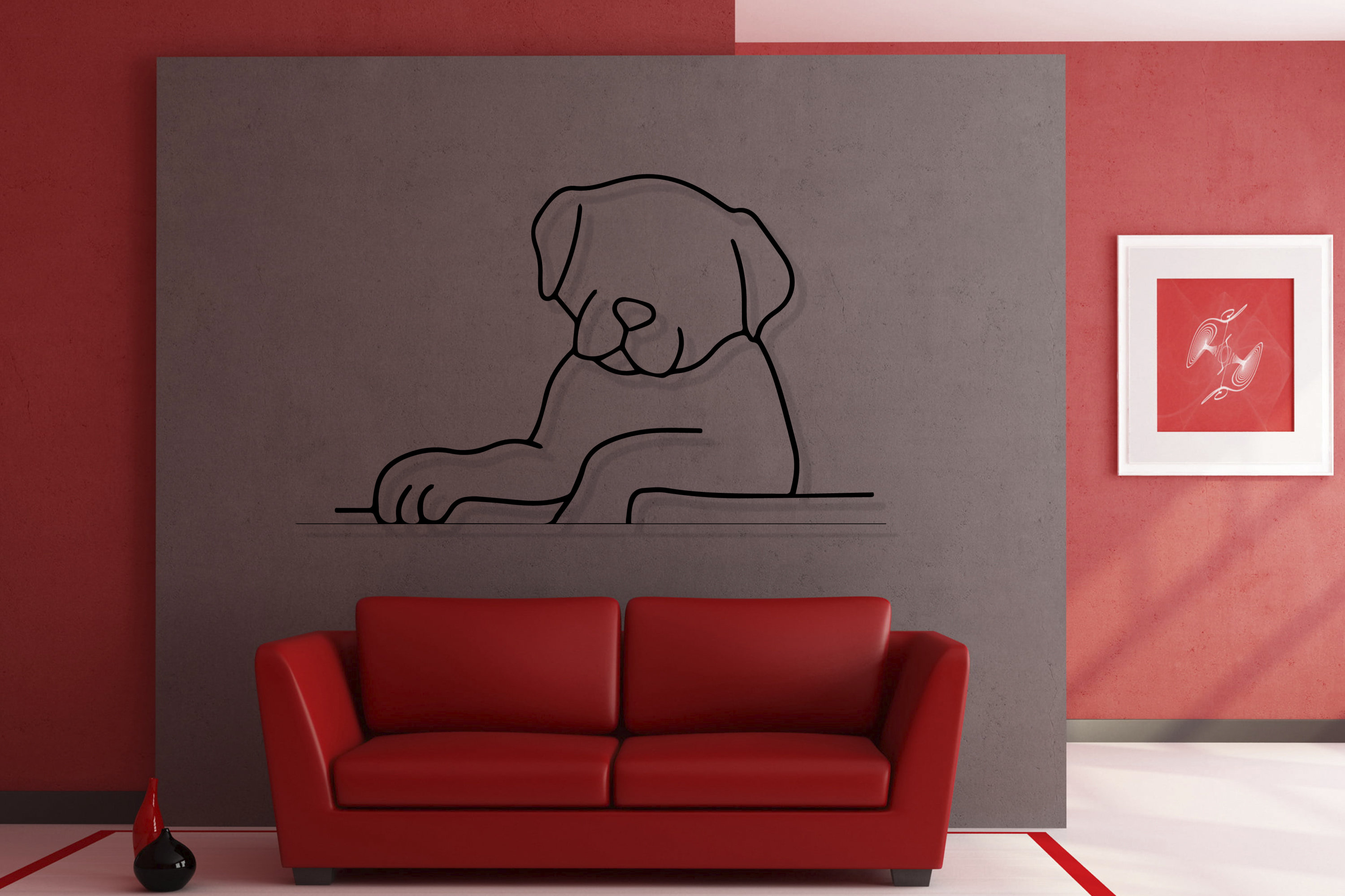 TTYGRHQ Minimalistische Hundewandskulptur Aus Metall – 25,4 X 20,3 Cm, Abstrakte Linien-Kunst