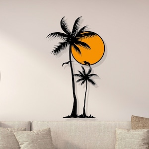 Palm Trees Metal Wall Art: Coastal Beach Decor
