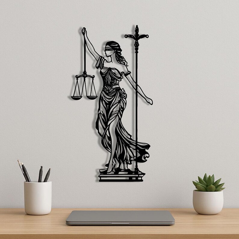 Lady Justice Metal Wall Art – Lawyer Office Decor With LED Lighted ...