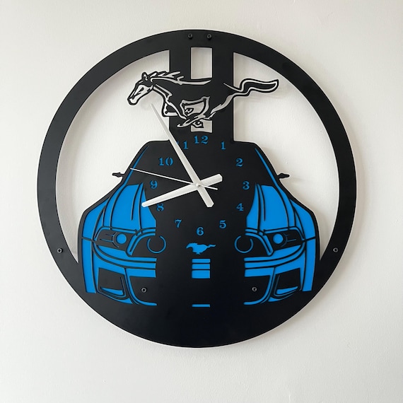 Mustang Metal Wall Clock, Car Wall Clock, Ford Mustang Decor, Metal Car Clock, Garage Wall Clock, Man Cave Wall Decor, Automotive Wall Art