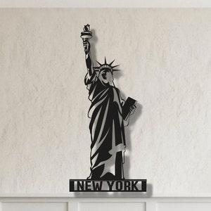 Statua della Libertà Arte murale in metallo, Decorazione di New York, Decorazione del soggiorno, Insegna di New York City, Regalo per gli amanti dei viaggi, Statua della Libertà degli Stati Uniti