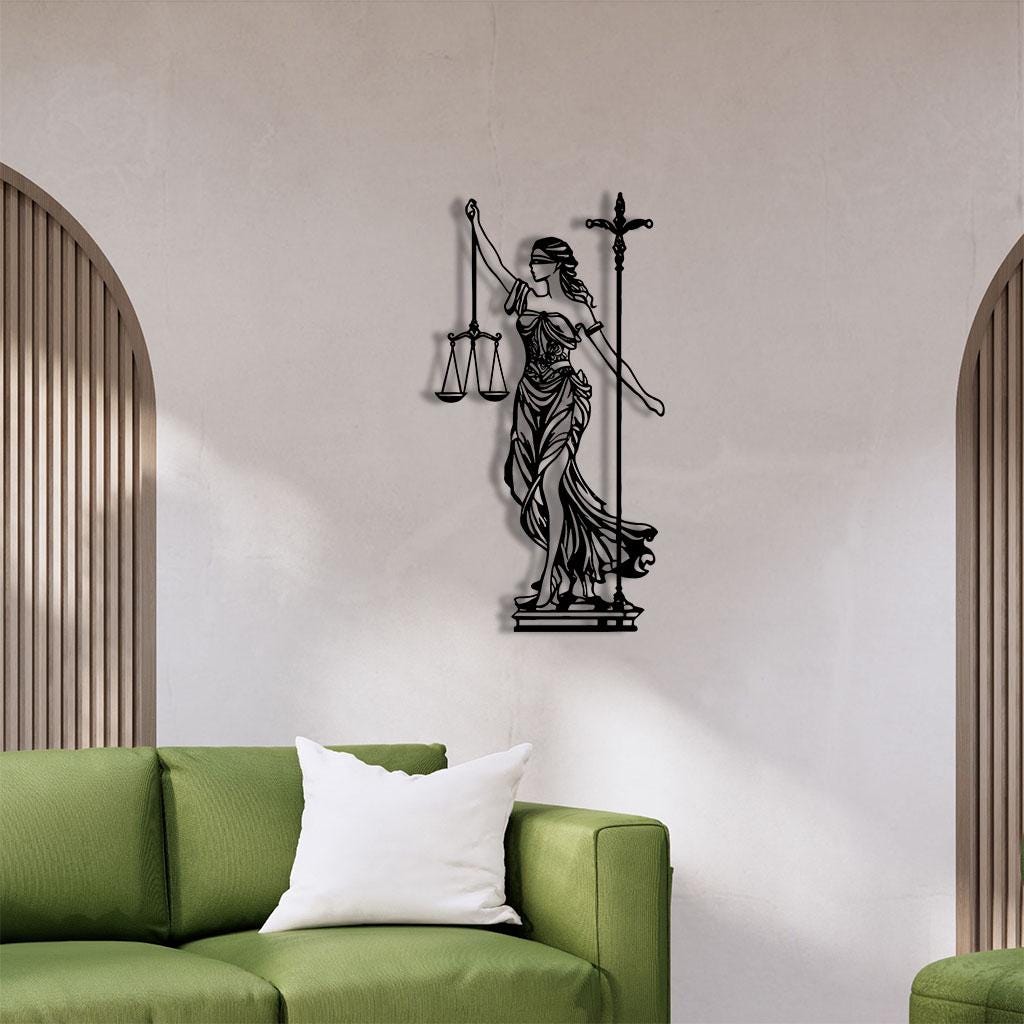 Lady Justice Metal Wall Art – Lawyer Office Decor With LED Lighted ...