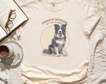 Custom Border Collie Print T-shirt | Cute, Funny Hand-drawn Dog Art Tee | Gifts for Pet Lovers, Dog Owners | Original Graphic Tee