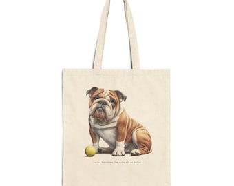 English Bulldog Tote Bag, Original Dog Art Print, Pet Lover Gift