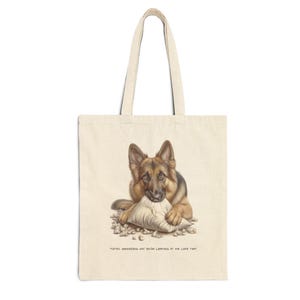German Shepherd Dog Custom Tote, Bag | Pet Lover Gift | Original Print Canvas Shopping Tote | Cute, Funny Handmade Dog Art Shoulder Bag