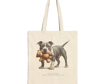 Funny Pit Bull Tote with Original Hand-Drawn Art. Gift for Dog Lovers, Pet Owners.