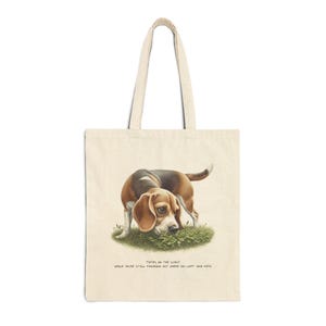 Custom Beagle Drawing Shopping Tote | Original Hand-drawn Dog Art Cotton Canvas Bag | Cute, Fun Dog Picture Shoulder Bag | Pet Lovers Gift
