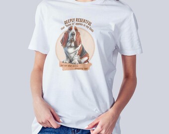 Funny Basset Hound Shirt with Original Hand-Drawn Art. Gift for Dog Lovers, Pet Owners.