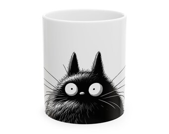 Cat Art Coffee Mug | Coffee Lovers Gift | Cute, Funny Original Cat Design Tea, Coffee Mug | Unique gift ideas | Pet Lovers Gift