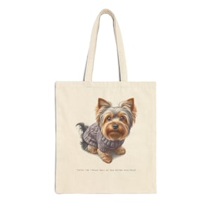 Original Yorkie Design Shopping Tote | Custom Dog Art Cotton Canvas Bag | Cute Yorkshire Terrier Print Shoulder Bag | Pet Lover Gift
