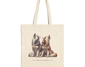 Custom Siberian Husky Design Shopping Tote | Original Dog Art Cotton Canvas Bag | Cute, Fun Dog Hand Drawing Shoulder Bag | Pet Lovers Gift