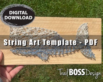 Plantilla de ballena de arte de cuerda imprimible, descarga instantánea, plantilla de ballena, imprimible, arte de cuerda DIY, plantilla de arte de cuerda