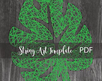 Plantilla de hoja de Monstera para arte con cuerdas, descarga instantánea, plantilla de hoja de Monstera, imprimible, arte con cuerdas para hacer uno mismo, plantilla de arte con cuerdas