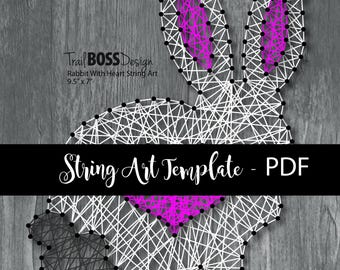 Afdrukbare tekenreekskunst konijn sjabloon, instant download, konijn sjabloon, paasknutsel, DIY tekenreekskunst, tekenreekskunst sjabloon, konijn, Pasen