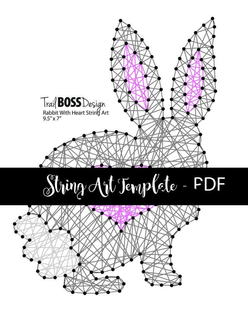 Printable String Art Rabbit Template, Instant Download, Rabbit Template ...