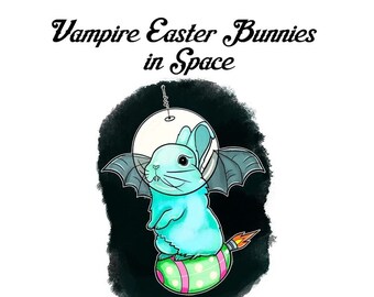 INSTANT DOWNLOAD Vampire Easter Bunnies in Space Coloring Book 21 Pages PDF