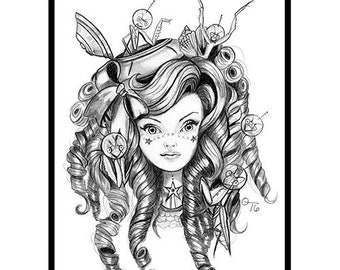 Alien Girl Parody art   5x7 Art Card