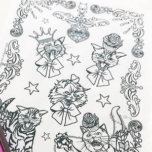 Coloring Page INSTANT DOWNLOAD Coloring book Cat Gang Digital Coloring Page Pocket Full of Posiez