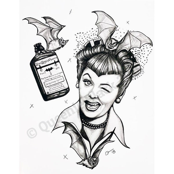 Vampire Parody art  BitaBattyVampamin  drawing  8.5x11 PRINT