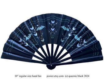 Bat Gothic Hand Fan: Silk & Bamboo, Wall Decor 100% Human Made Art
