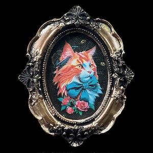 Orange Cat Art: Mini Baroque Gold Framed Canvas Print