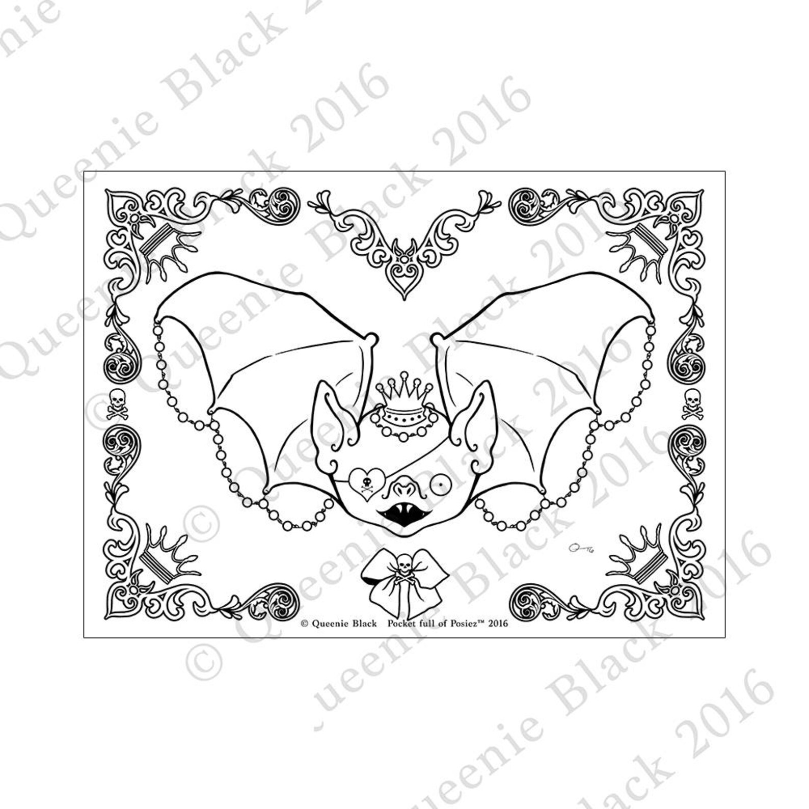 Coloring Page Spooky Bat Digital Download Coloring Page Pocket - Etsy