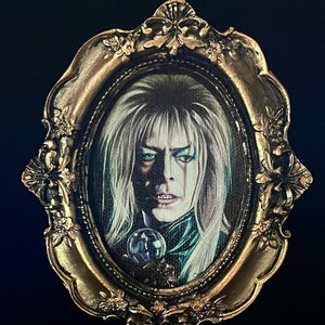 Giclee 5x4 inch Mini Gold Framed Canvas Print David Bowie Jareth Labyrinth