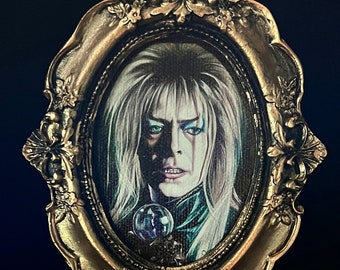 Giclee 5x4 inch Mini Gold Framed Canvas Print David Bowie Jareth Labyrinth