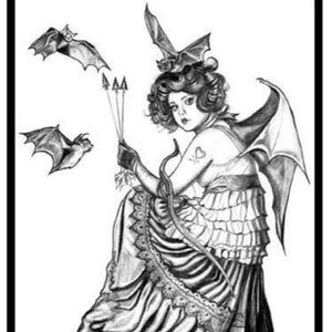Art Original  Gothic Cherub   5x7 Art Card Painting  Illustraion  Drawing