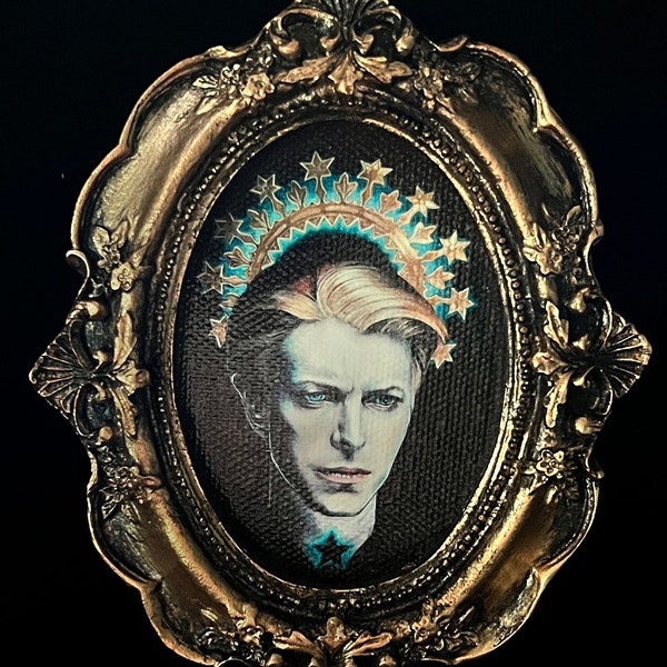 David Bowie Art : Mini toile baroque encadrée, charmante oeuvre d'art créée par l'homme