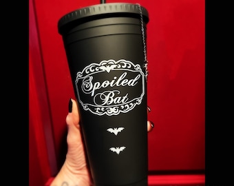 Spoiled Bat 32oz Acrylic Black Matte Tumbler with straw