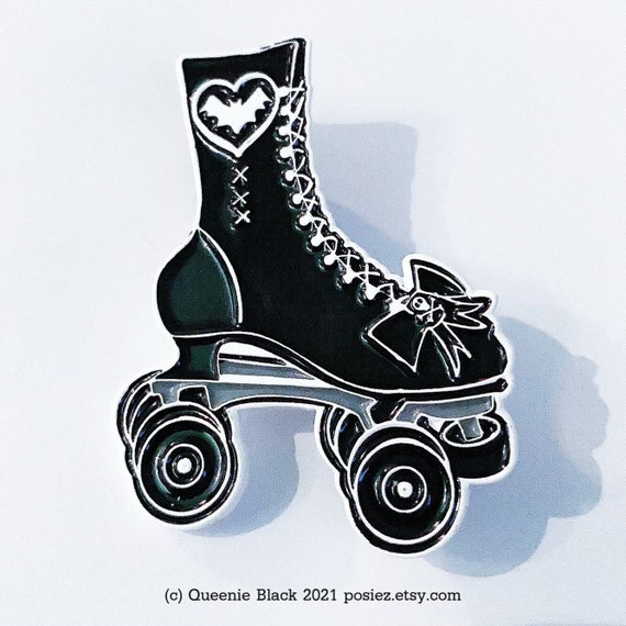 Gothic Black Roller Skate Ename Pin Etsy UK
