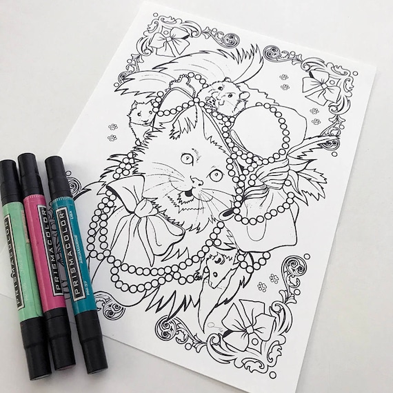 Kitten Cat Coloring Book Page, Adult Coloring Book, Coloring Page, Adult  Coloring Pages, Coloring Book for Adult, Best Selling, Cat Art 