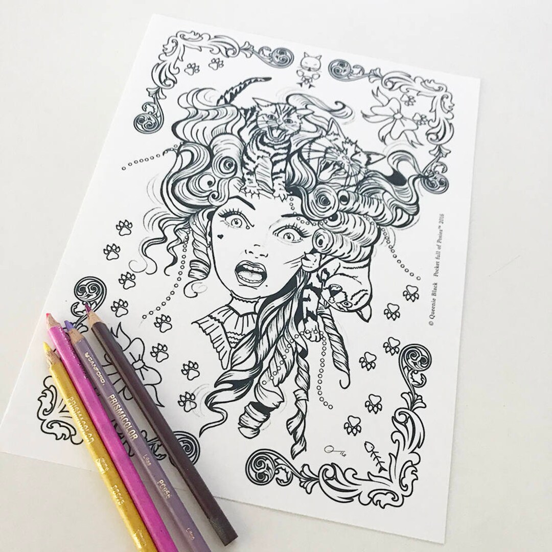 Coloring Book Crazy Cat Lady Digital Download Coloring Page - Etsy