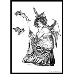 Arte original gótico querubín 5x7 tarjeta de arte pintura ilustración dibujo