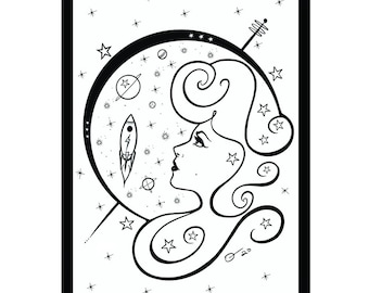 Space Lady   5x7 Art Card