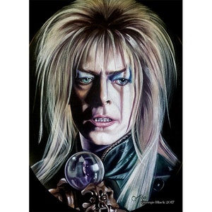 Pintura original de homenaje al laberinto, retrato, 5 x 7, tarjeta de arte, impresión, pintura, ilustración, dibujo